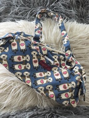 bungalow 360 Blue Canvas Dog Heart Print Handbag